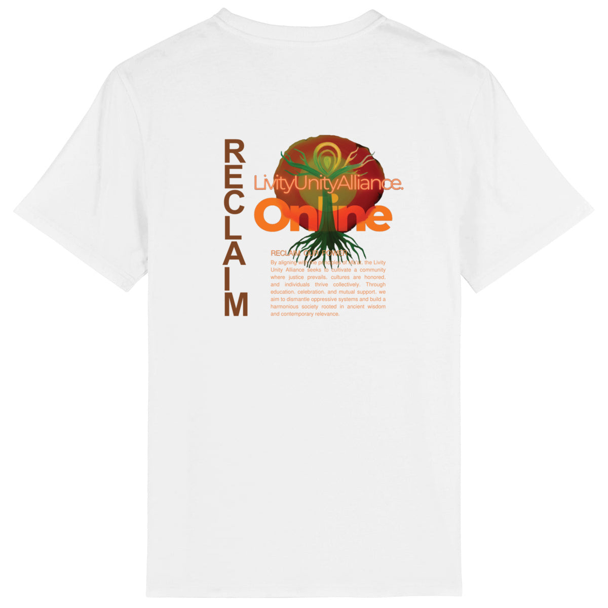 Reclaim Lightweight Unisex tee, front and back logo | Tree of Life Art - Tree of Life Art