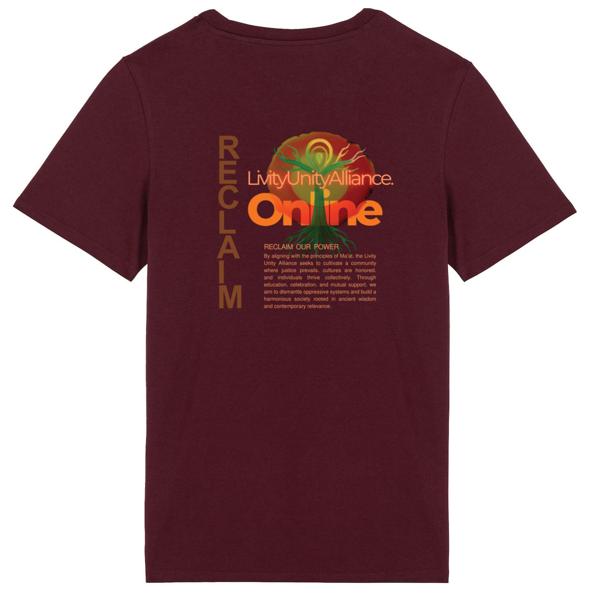 Reclaim Lightweight Unisex tee, front and back logo | Tree of Life Art - Tree of Life Art