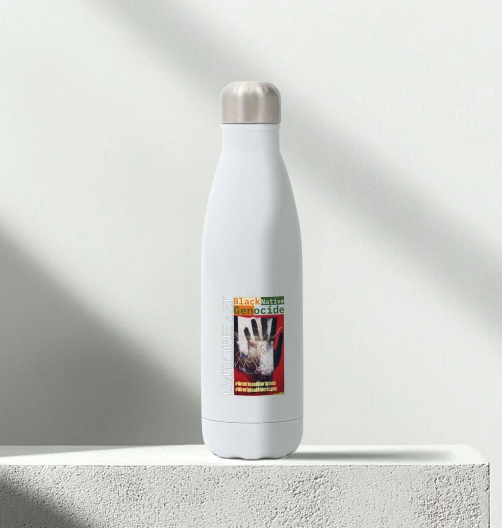 Black Native Genocide Stainless Steel Bottle - Livity Tree Art