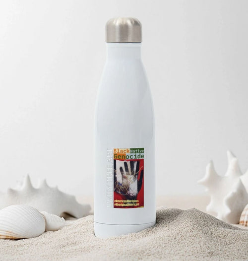 Black Native Genocide Stainless Steel Bottle - Livity Tree Art