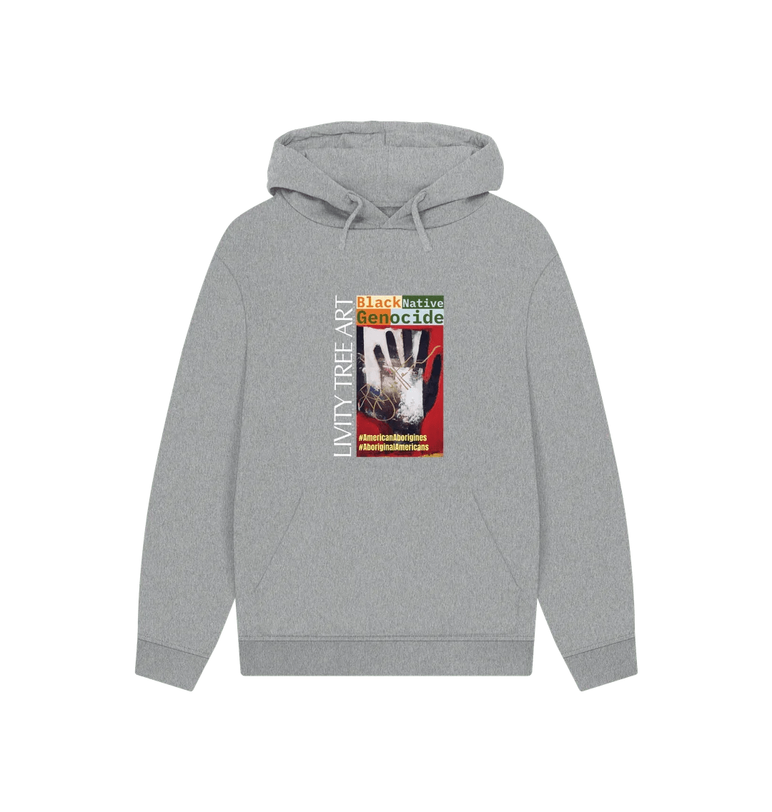 Black Native Genocide Unisex Kangaroo Pocket Hoody - Livity Tree Art
