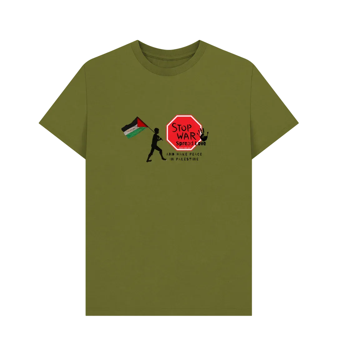 Stop War, Spread Love Palestine Unisex Plain T-shirt - Livity Tree Art