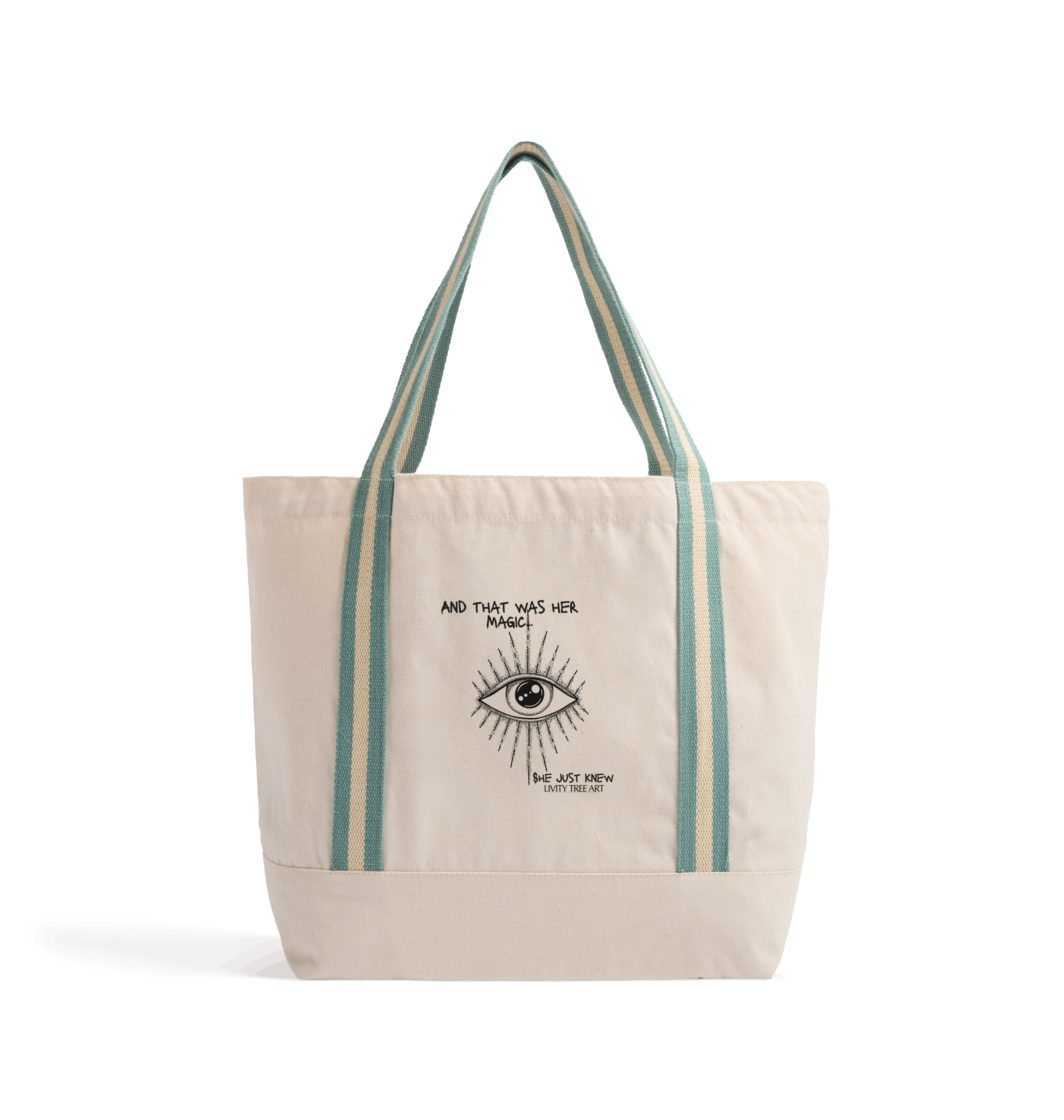 Natural/Sage Green Heat Transfer Bag Front