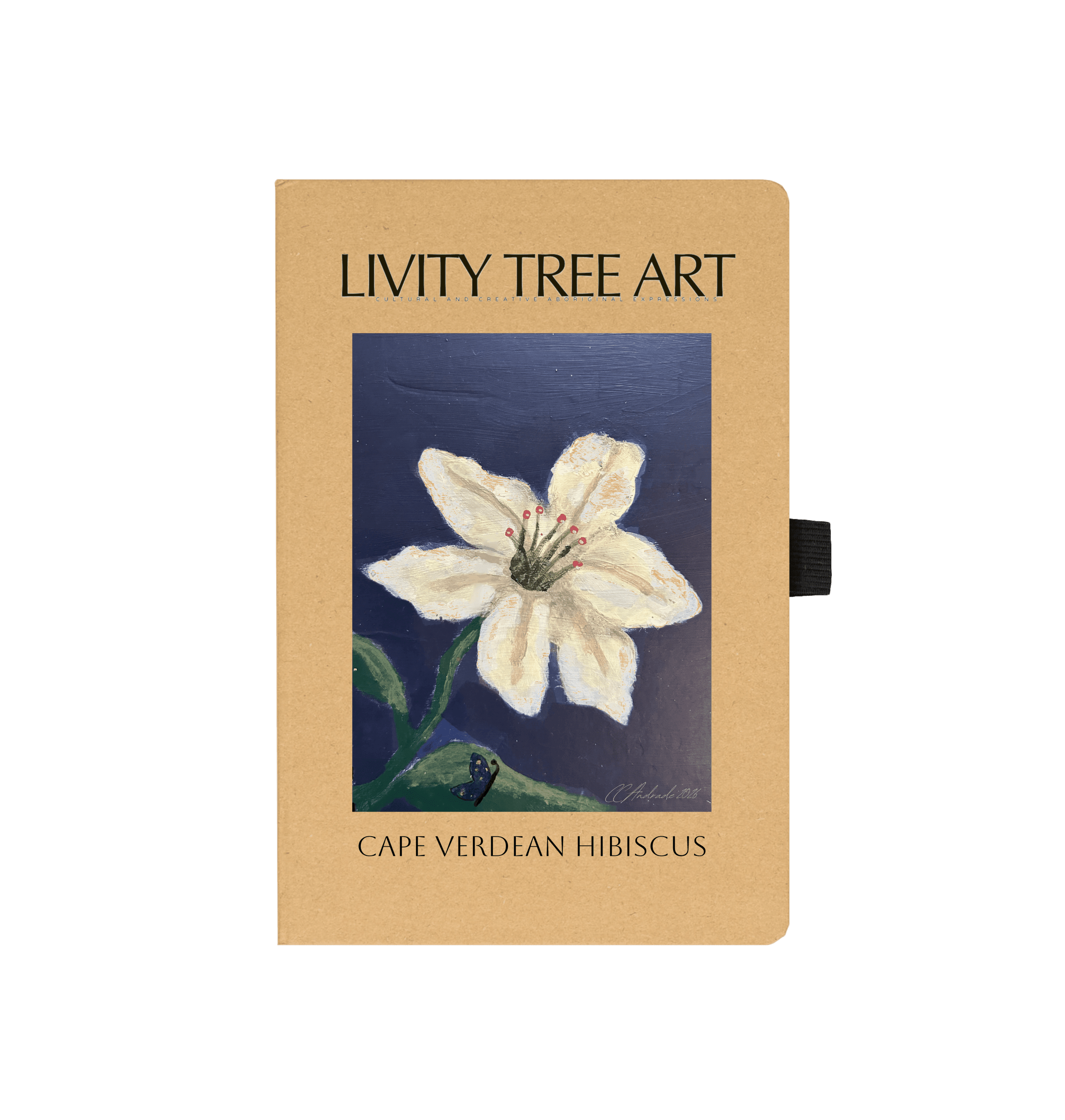 Cape Verdean Hibiscus Kraft Paper Notebook - Livity Tree Art