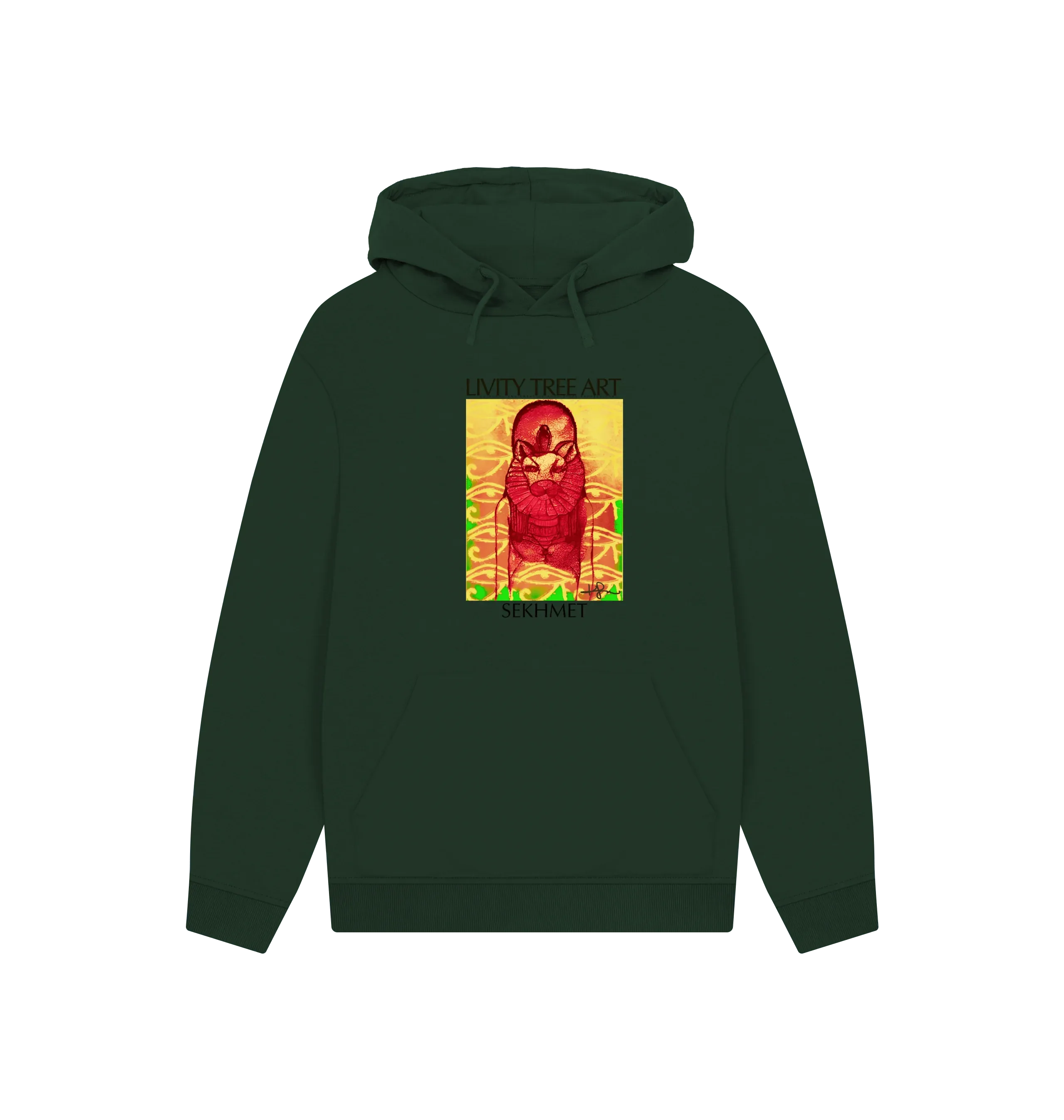 Rastafari Sekhmet Unisex Kangaroo Pocket Hoody - Livity Tree Art