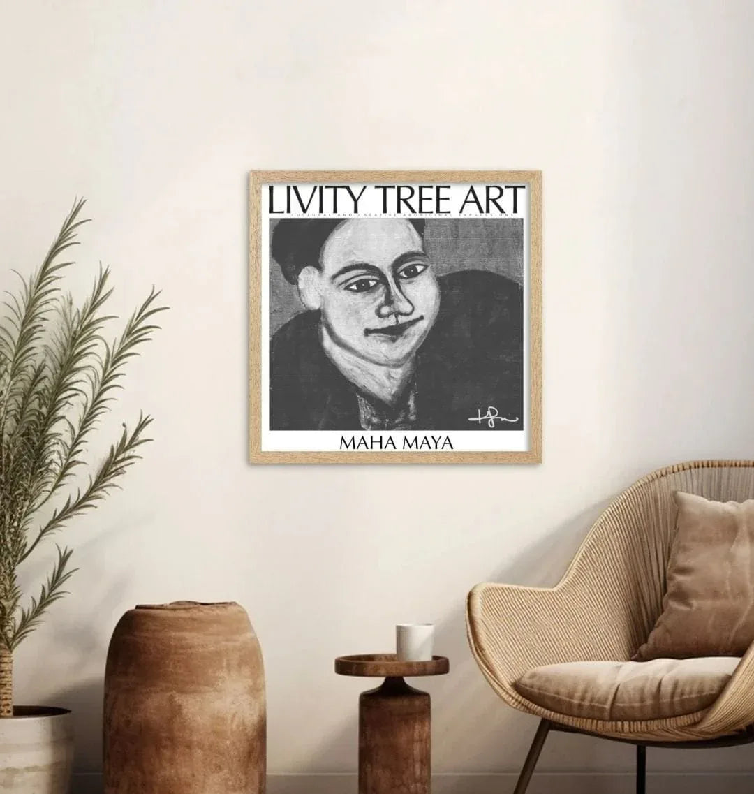 Maha Maya Black & White Square Art Print - Livity Tree Art