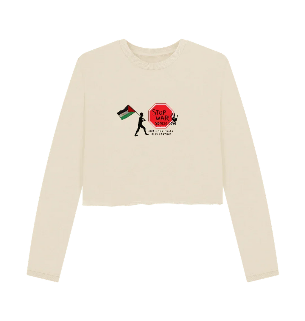 Stop War, Spread Love Palestine Women's Boxy Jumper - Livity Tree Art