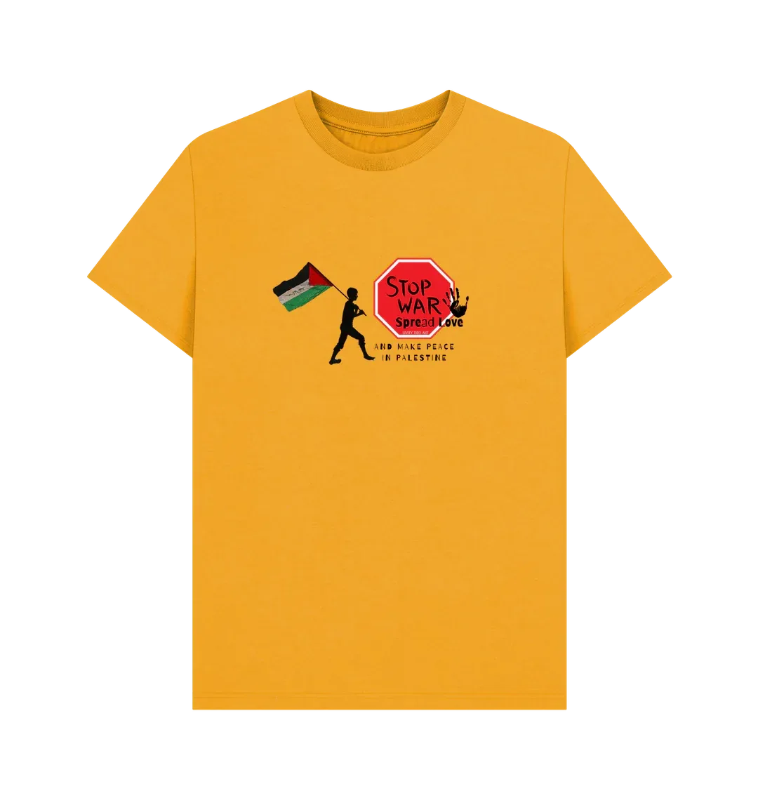 Stop War, Spread Love Palestine Unisex Plain T-shirt - Livity Tree Art