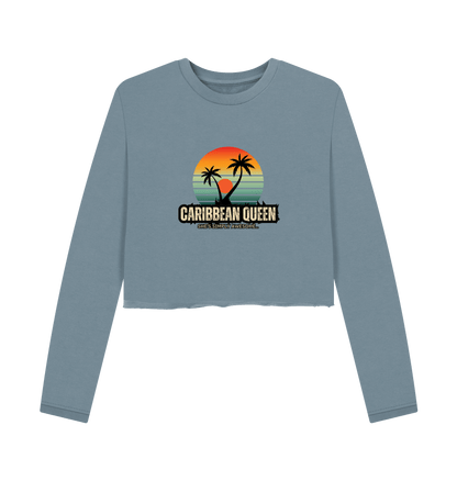 Stone Blue Printed Boxy Jumpers Front