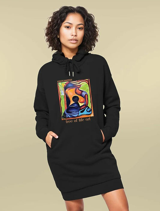 Acoustic Whisperer Premium Plus Hoodie Dress - Eco-Friendly Comfort Fit | Tree of Life Art - Tree of Life Art