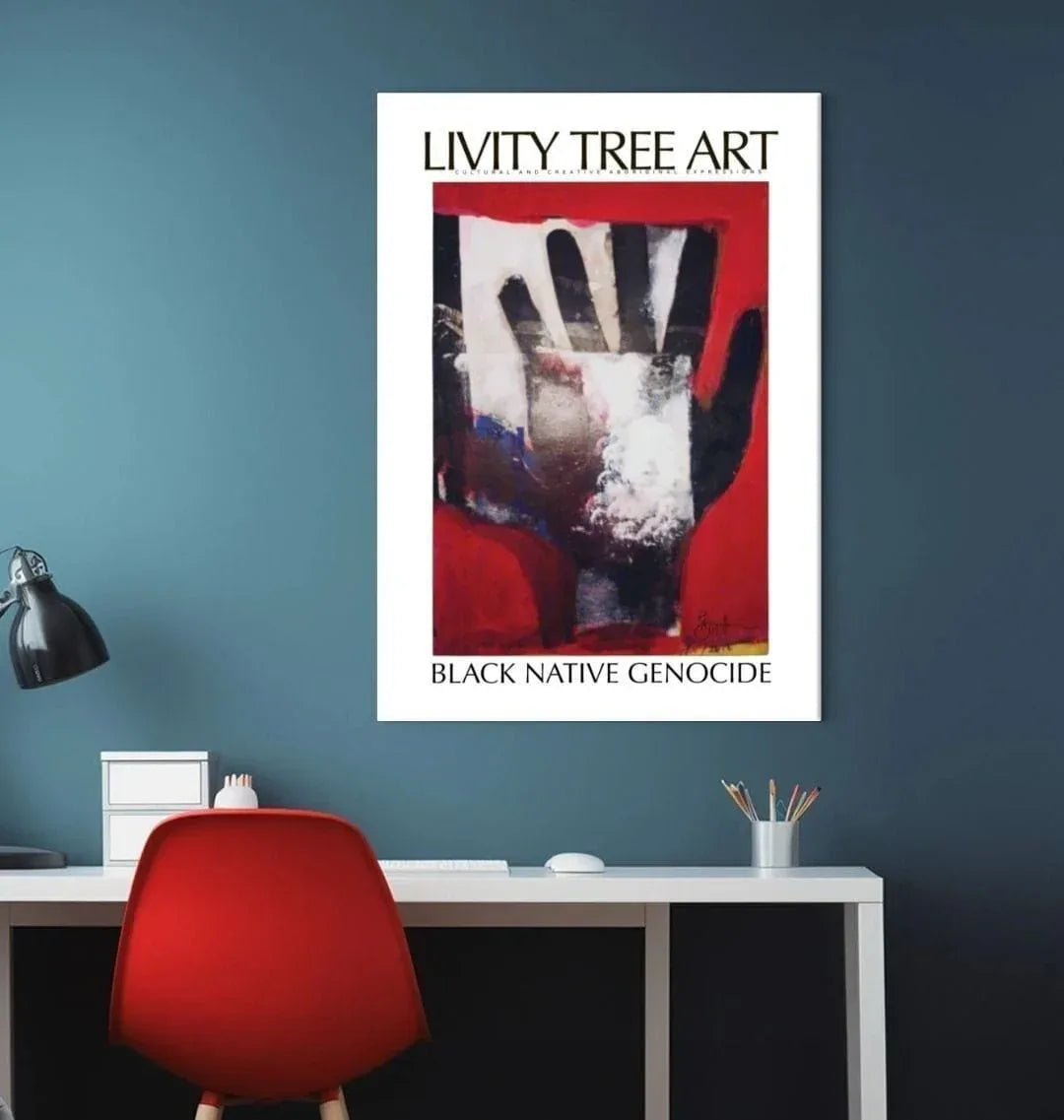 Black Native Genocide Portrait Recycled Canvas - Livity Tree Art