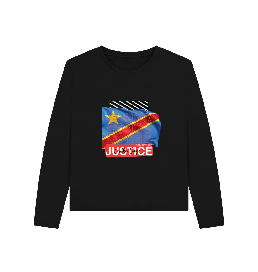 Justice for Congo Woman's Heavyweight Long Sleeve T-Shirt - Livity Tree Art