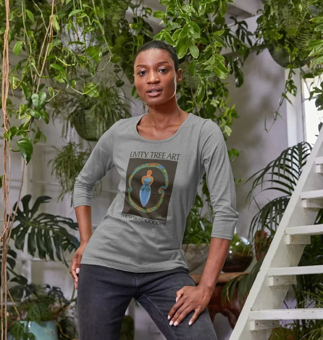 The Spiral Goddess Premium Certified Cotton Long Sleeve Tee - Livity Tree Art