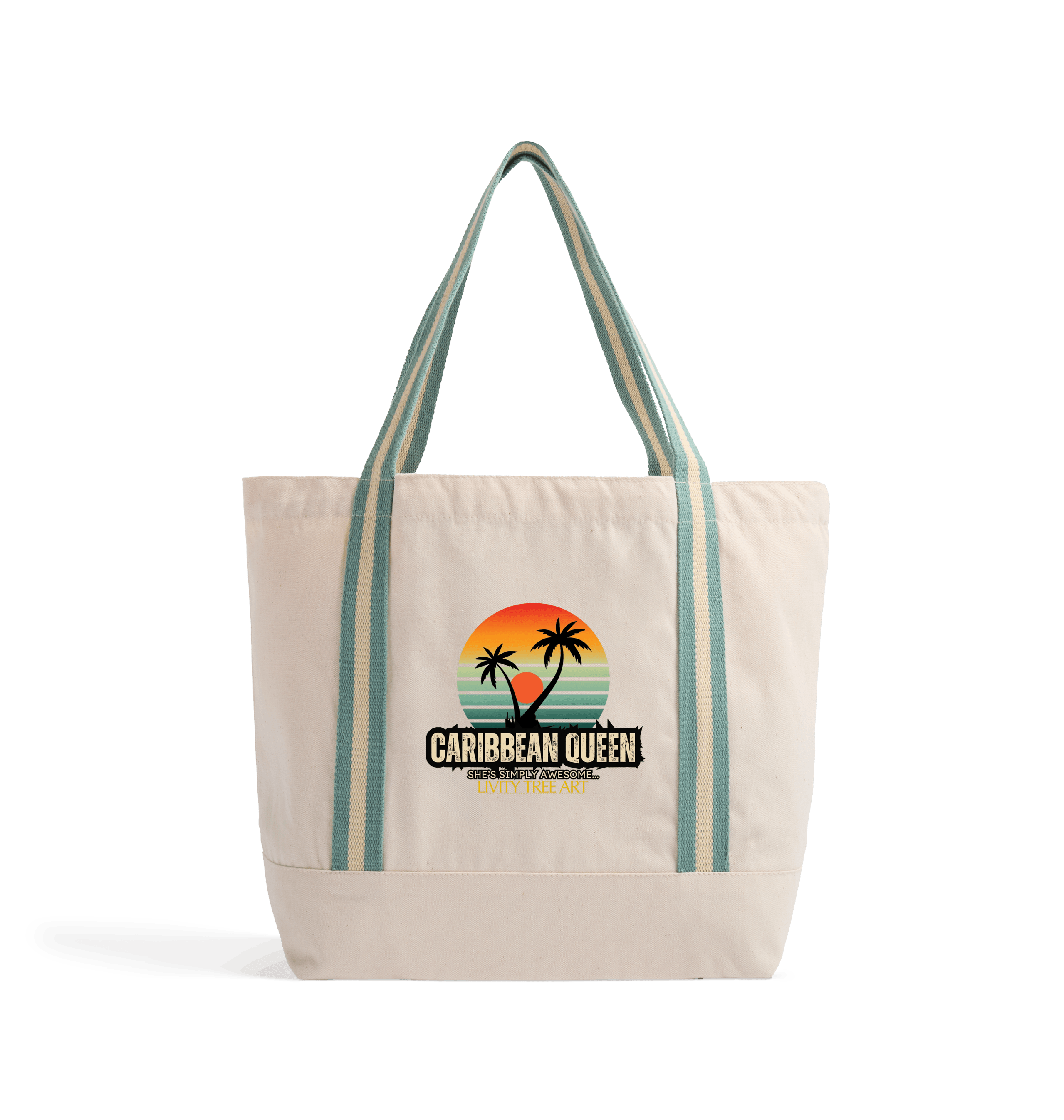 Natural/Sage Green Heat Transfer Bag Front