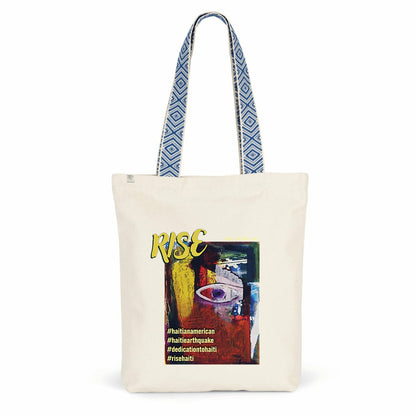 Rise! Dedication to Haiti Earthquake Ethnic Canvas Weave Totebag - Premium | Tree of Life Art - Tree of Life Art