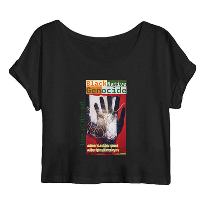 Black Native Genocide, Premium Women's Organic Cotton Crop Top | Tree of Life Art - Tree of Life Art