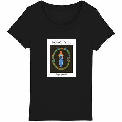 Aboriginal Spiral Goddess Woman's T-shirt, 100% Organic Cotton | Tree of Life Art - Tree of Life Art