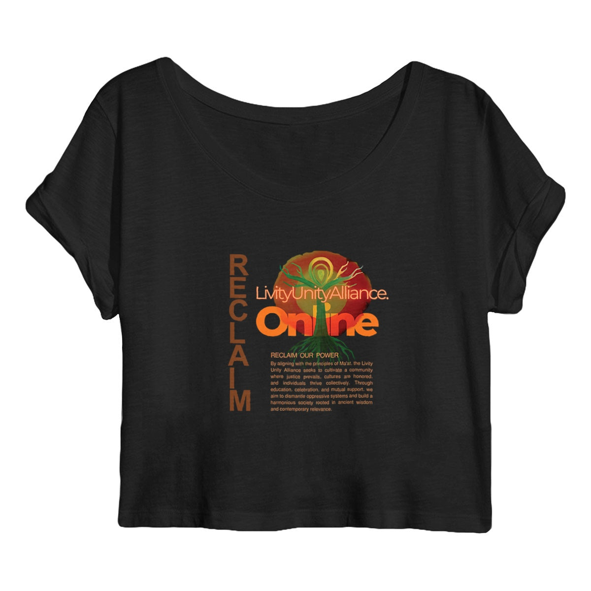 Reclaim 100% Organic Cotton Woman's Crop Top | Tree of Life Art - Tree of Life Art