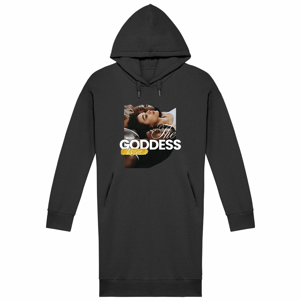 Goddess Rises Premium 100% Organic Cotton Woman's Hoodie Dress | Tree of Life Art - Tree of Life Art