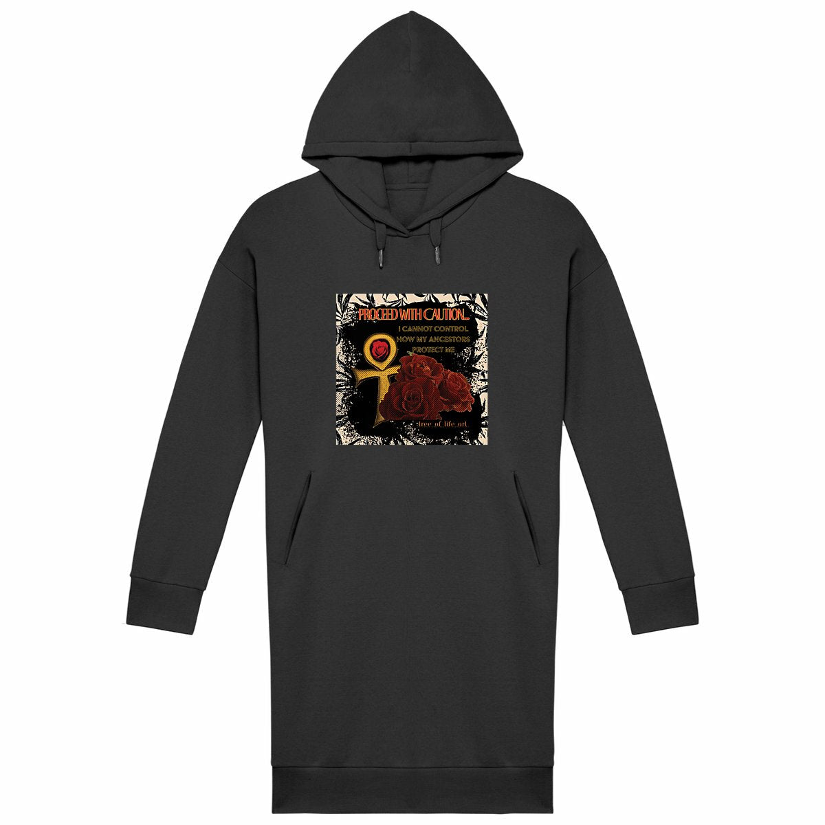 Ancestors Premium 100% Organic Cotton Woman's Hoodie Dress | Tree of Life Art - Tree of Life Art
