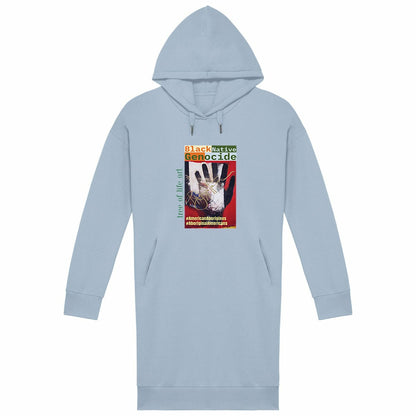 Native Black Genocide Women's Comfy Fit Hoodie Dress - Premium Plus | Tree of Life Art - Tree of Life Art