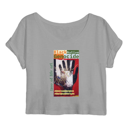 Black Native Genocide, Premium Women's Organic Cotton Crop Top | Tree of Life Art - Tree of Life Art