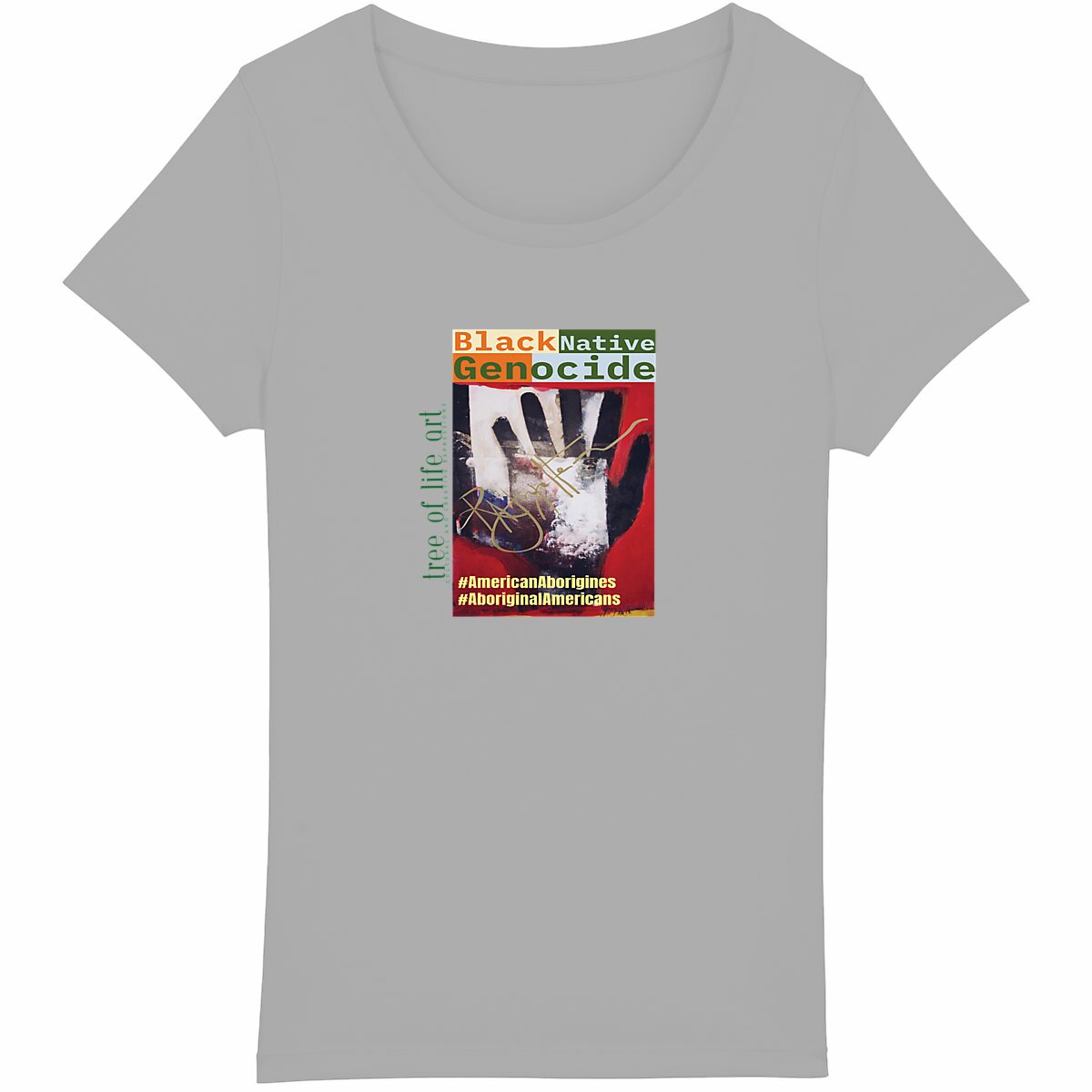 Black Native Genocide, Premium 100% Organic Cotton Women's Tshirt - Tree of Life Art