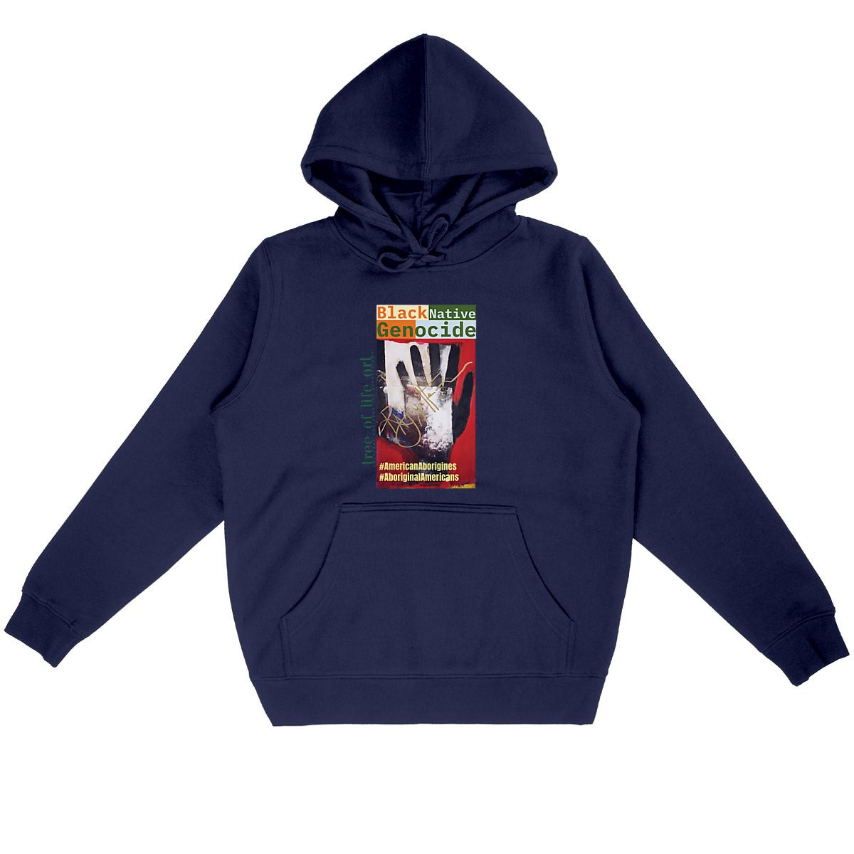 Native Black Genocide Premium Unisex Hoodie - Lightweight Straight Cut | Tree of Life Art - Tree of Life Art