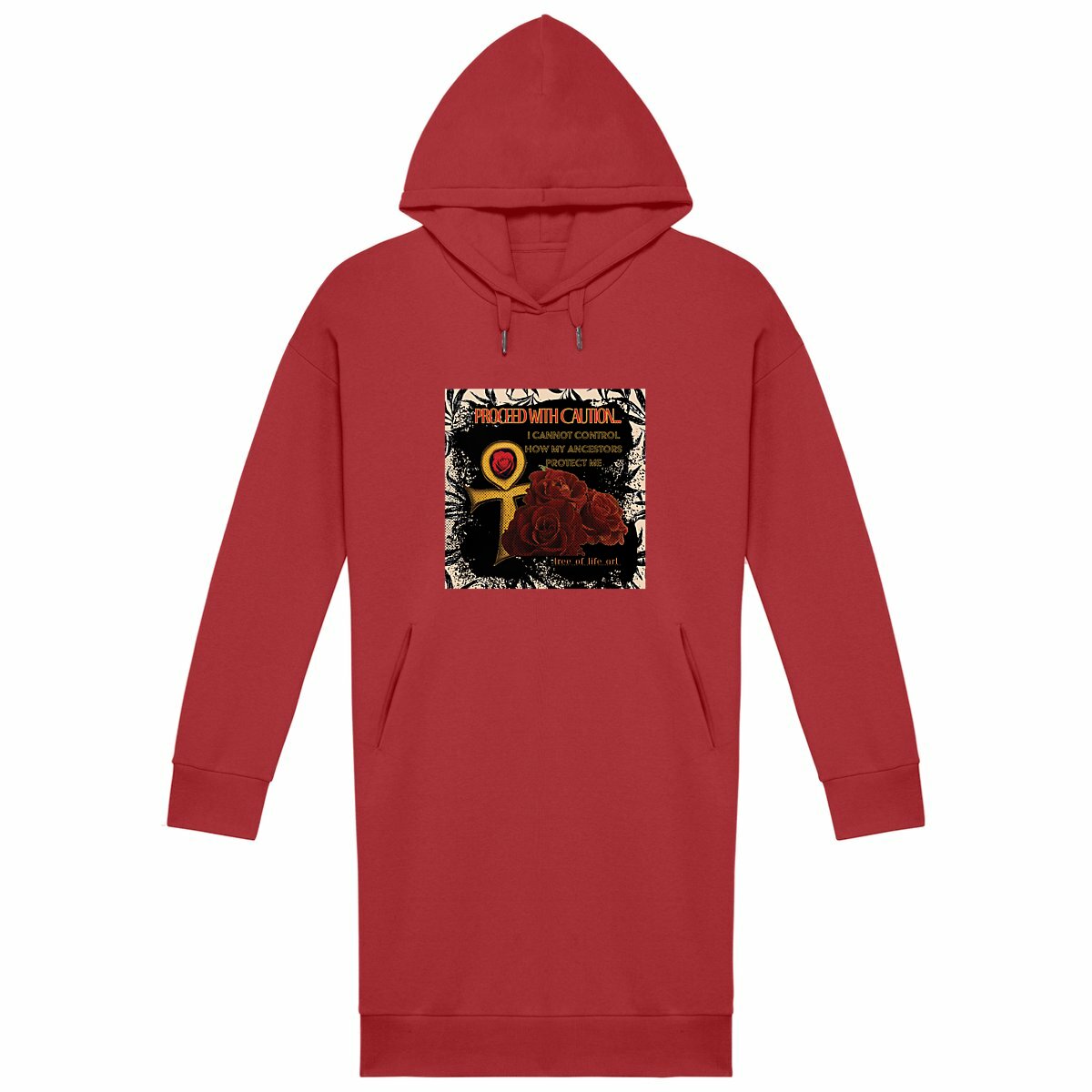 Ancestors Premium 100% Organic Cotton Woman's Hoodie Dress | Tree of Life Art - Tree of Life Art