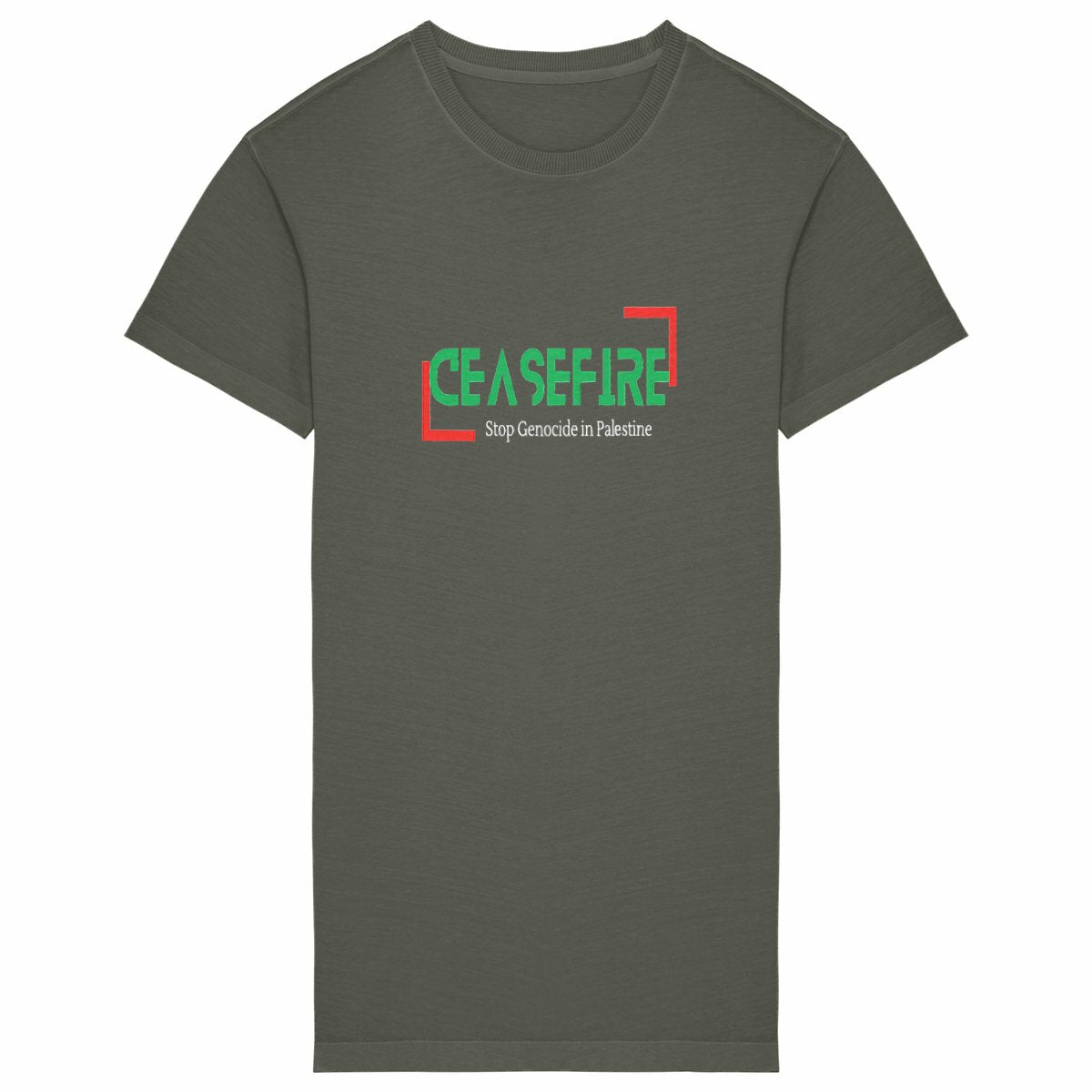 Ceasefire Palestine Premium Comfy T-shirt Dress - 100% Organic Cotton | Tree of Life Art - Tree of Life Art