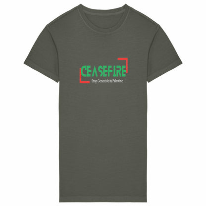 Ceasefire Palestine Premium Comfy T-shirt Dress - 100% Organic Cotton | Tree of Life Art - Tree of Life Art