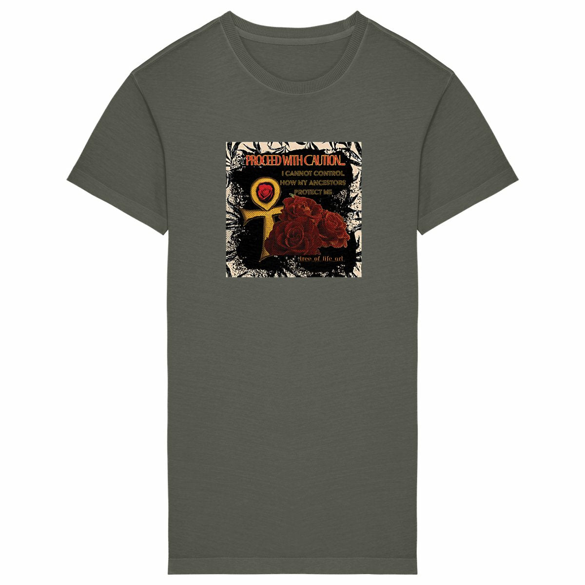 Ancestors Protection Premium 100% Organic Cotton Women's Tshirt Dress | Tree of Life Art - Tree of Life Art
