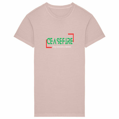 Ceasefire Palestine Premium Comfy T-shirt Dress - 100% Organic Cotton | Tree of Life Art - Tree of Life Art