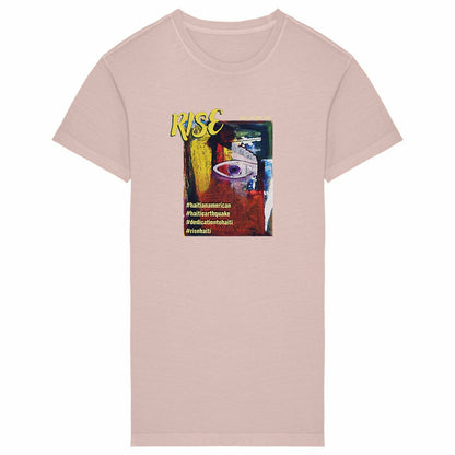 Rise! Dedication to Haiti Earthquake Comfy Fit Women's T-shirt Dress - 100% Organic Cotton | Tree of Life Art - Tree of Life Art