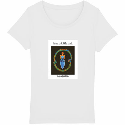 Aboriginal Spiral Goddess Woman's T-shirt, 100% Organic Cotton | Tree of Life Art - Tree of Life Art