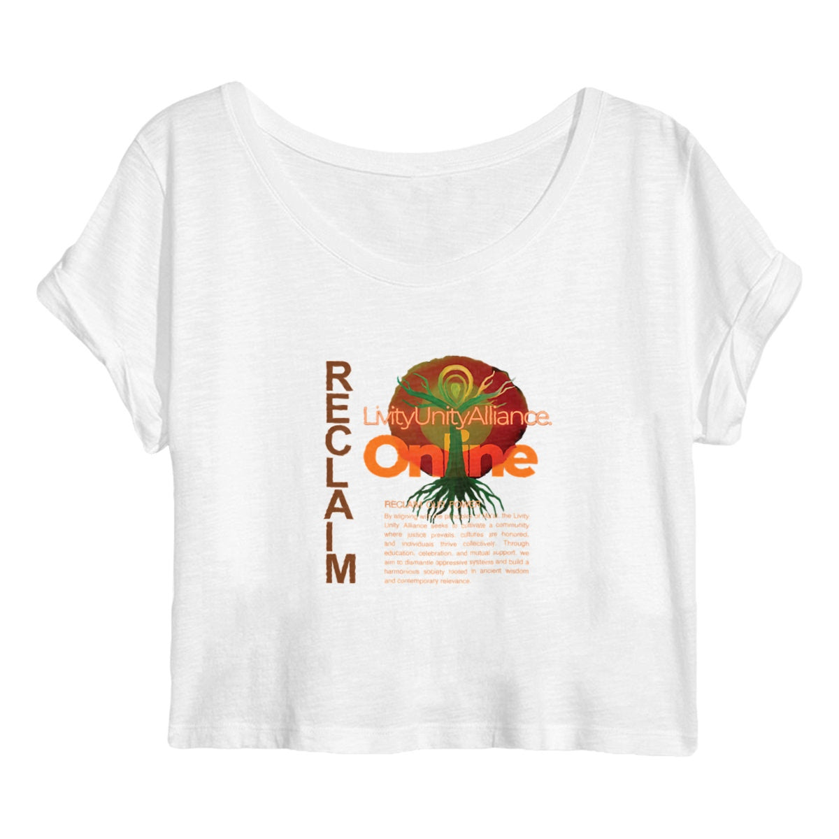 Reclaim 100% Organic Cotton Woman's Crop Top | Tree of Life Art - Tree of Life Art
