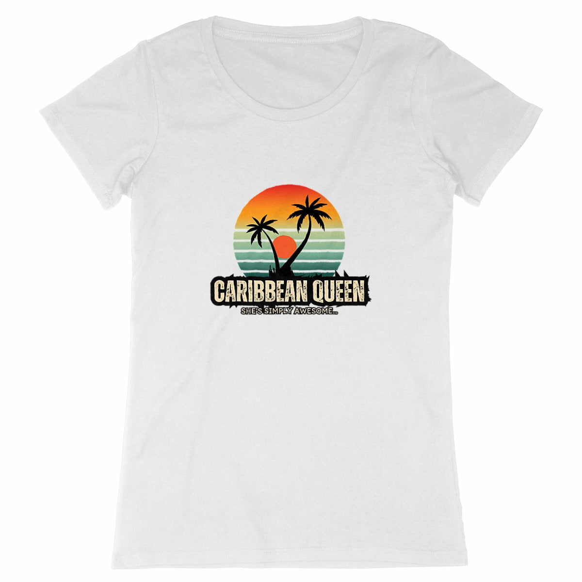 Caribbean Queen Premium Woman's T-Shirt - 100% Organic Cotton | Tree of Life Art - Tree of Life Art
