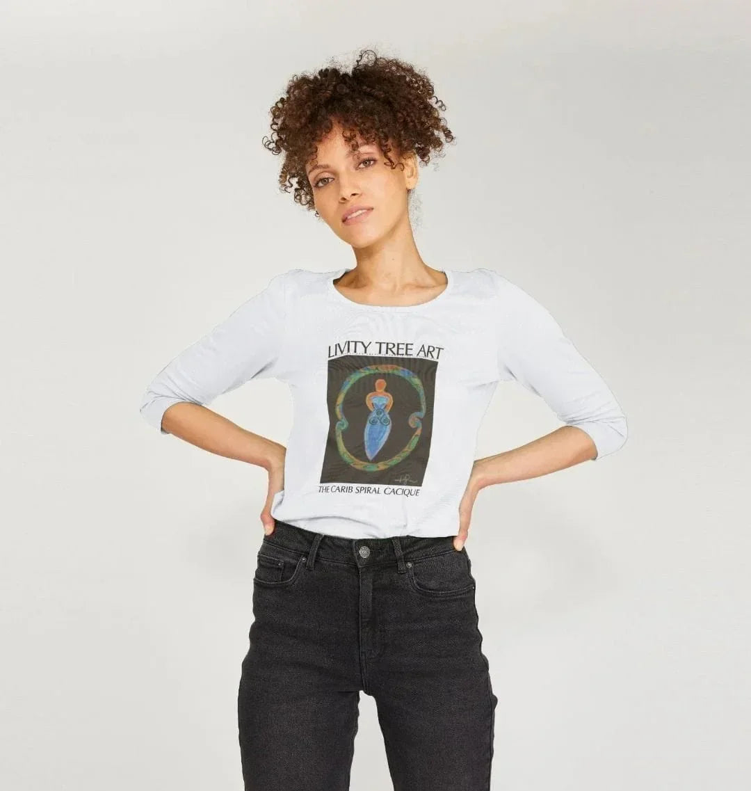 The Spiral Goddess Premium Certified Cotton Long Sleeve Tee - Livity Tree Art