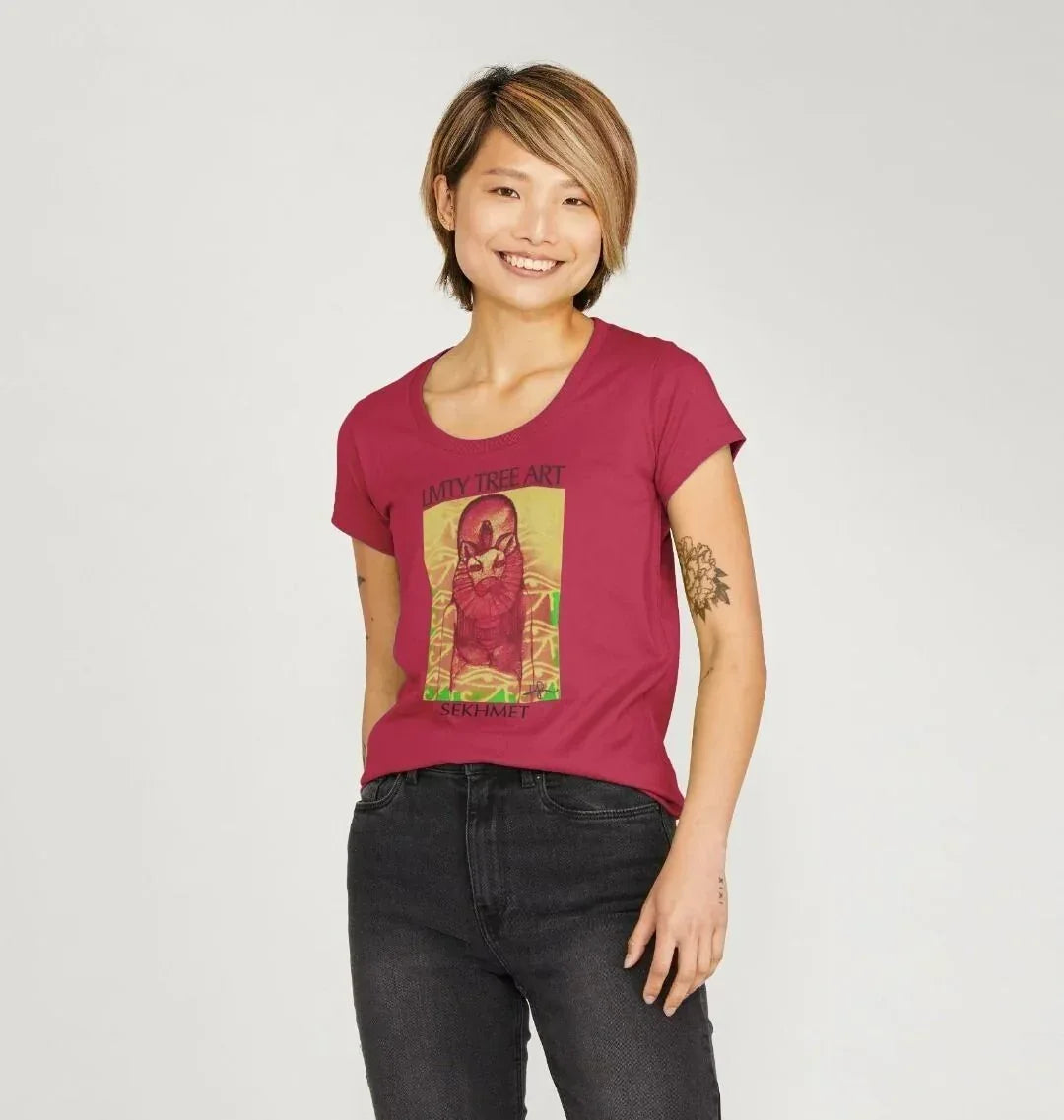 Rastafari Sekhmet Women's V-Neck T-shirt - Livity Tree Art