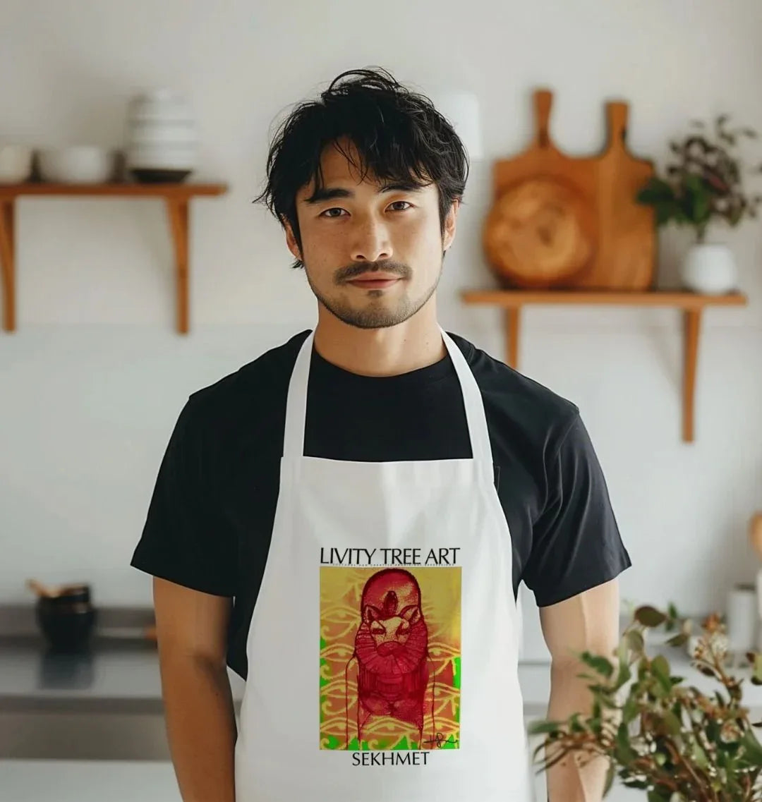 Rastafari Sekhmet Organic Cotton Apron - Livity Tree Art