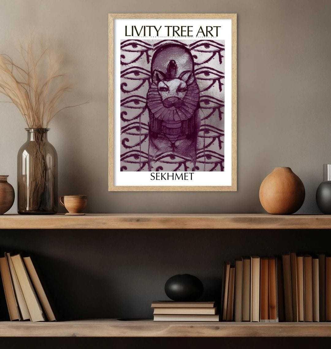 Lion Egyptian Goddess Sekhmet Portrait Art Print (Frame Optional) - Livity Tree Art