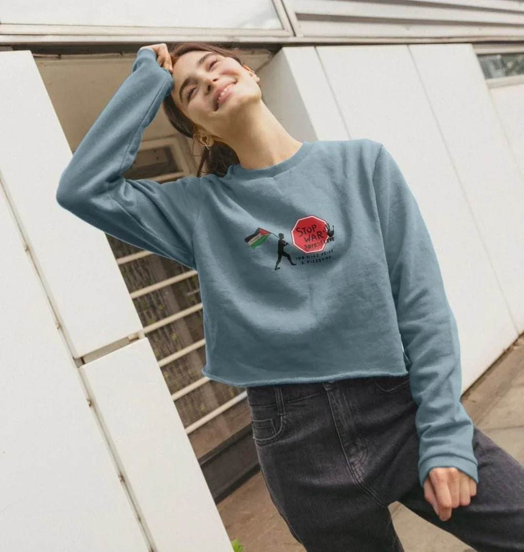 Stop War, Spread Love Palestine Women's Boxy Jumper - Livity Tree Art