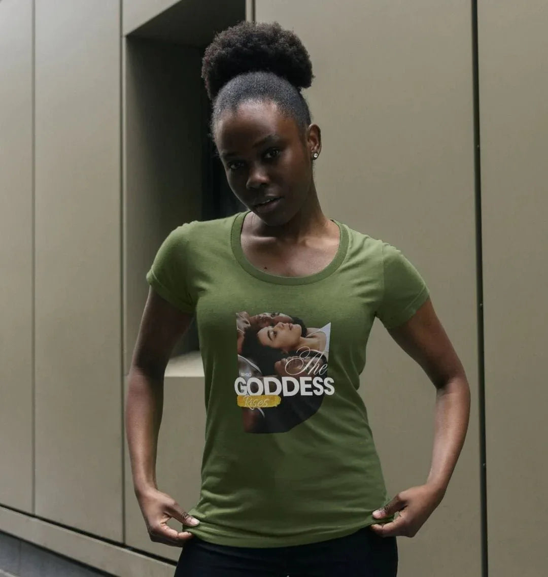 The Goddess Rises Women's Scoop Neck T-shirt - Livity Tree Art