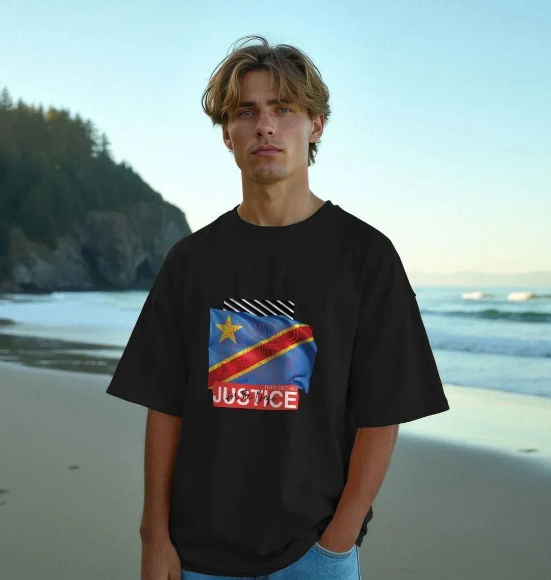 Justice for Congo Men's Oversized Tee - Livity Tree Art
