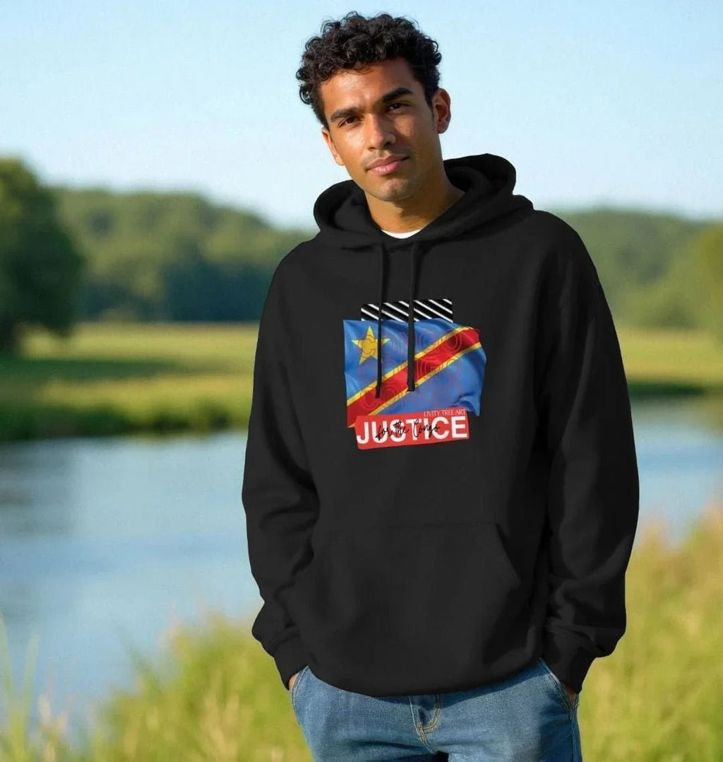 Justice for Congo Unisex Kangaroo Pocket Hoody - Livity Tree Art