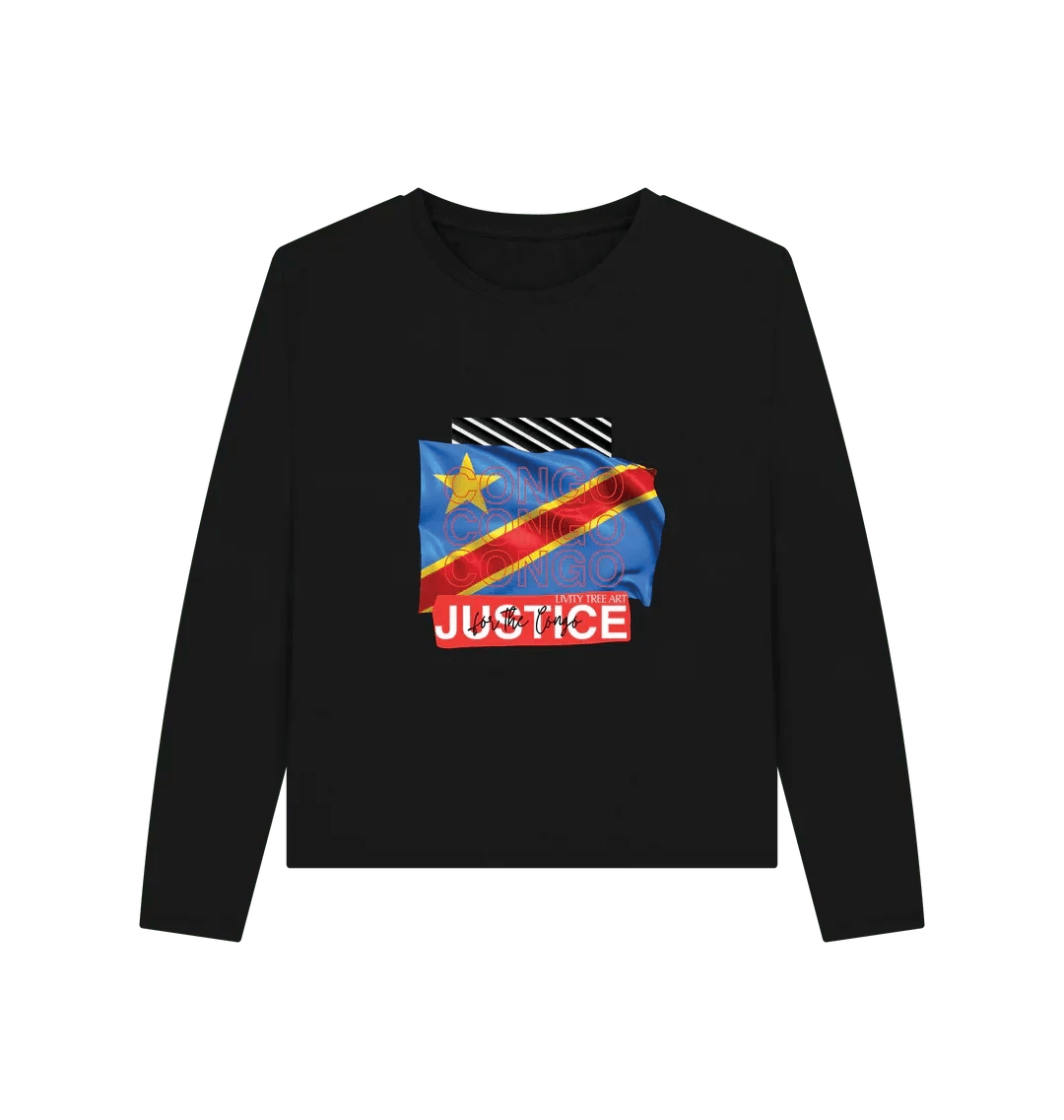 Justice for Congo Woman's Heavyweight Long Sleeve T-Shirt - Livity Tree Art