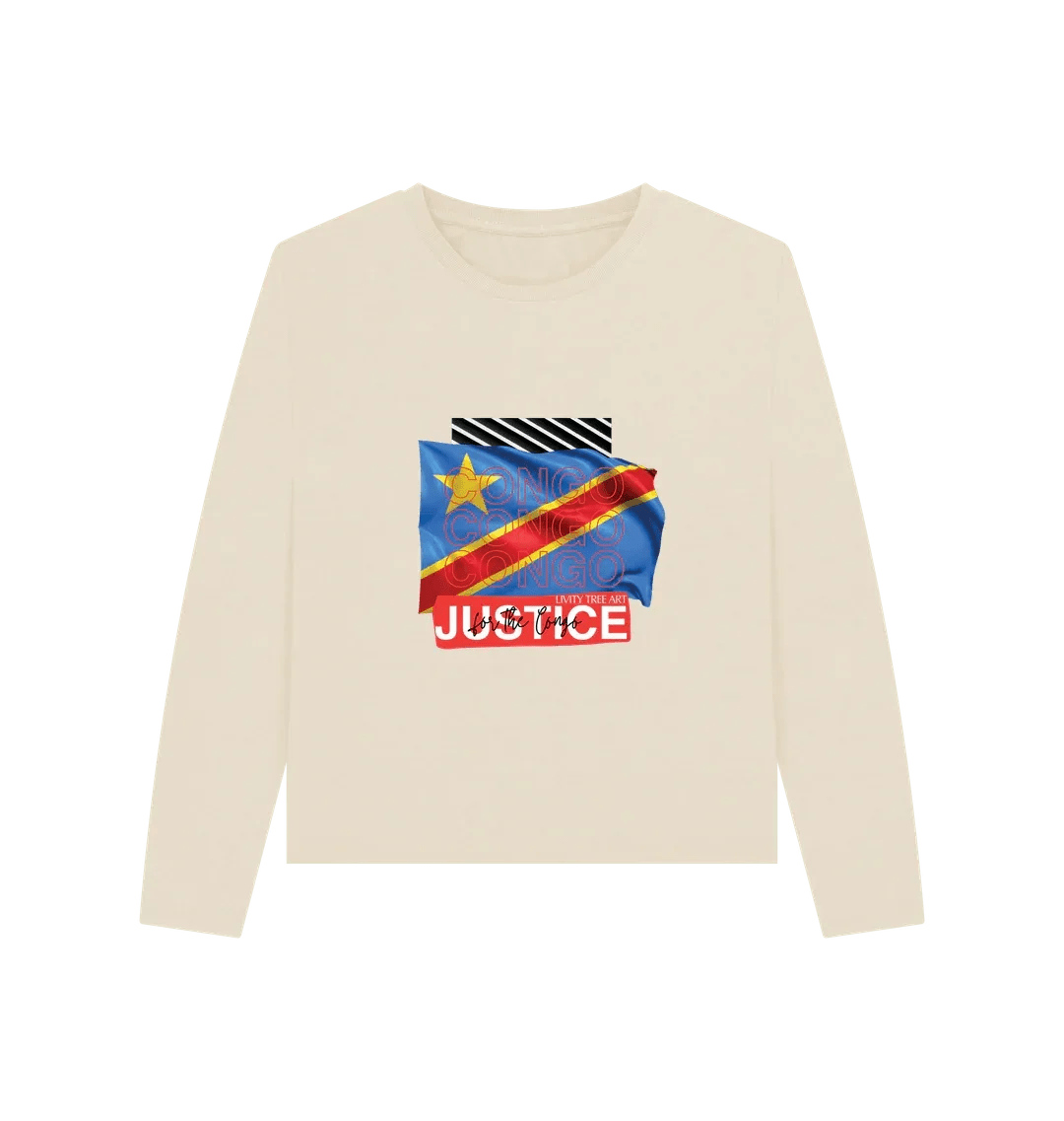 Justice for Congo Woman's Heavyweight Long Sleeve T-Shirt - Livity Tree Art