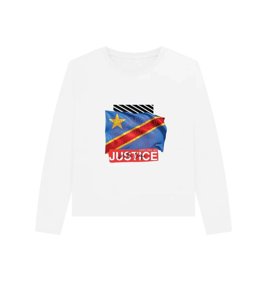 Justice for Congo Woman's Heavyweight Long Sleeve T-Shirt - Livity Tree Art