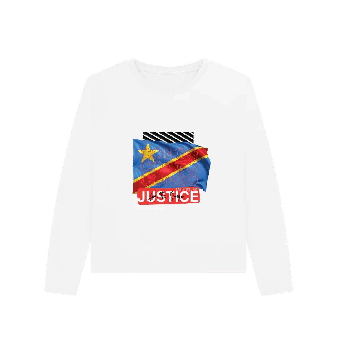 Justice for Congo Woman's Heavyweight Long Sleeve T-Shirt - Livity Tree Art
