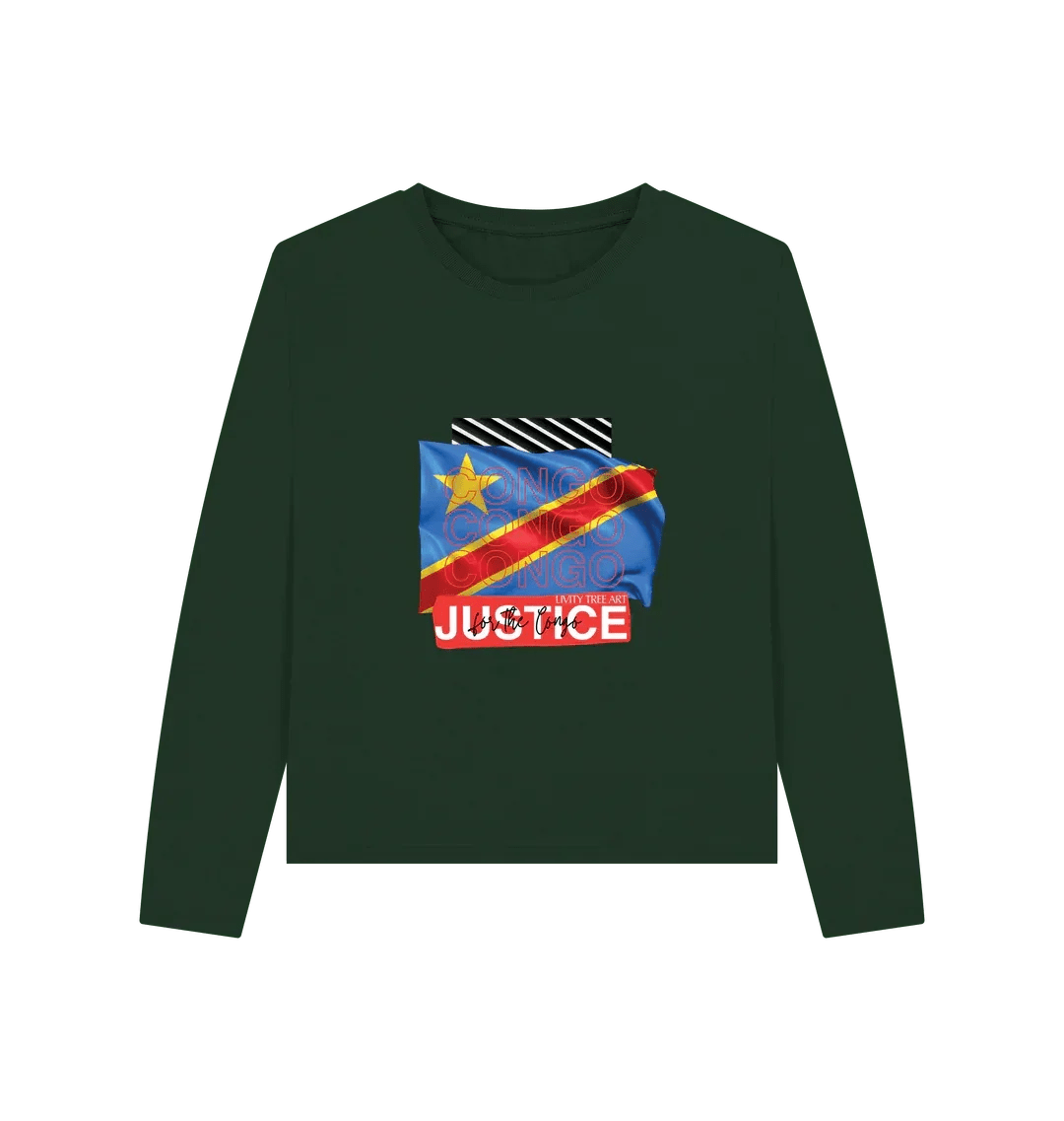 Justice for Congo Woman's Heavyweight Long Sleeve T-Shirt - Livity Tree Art